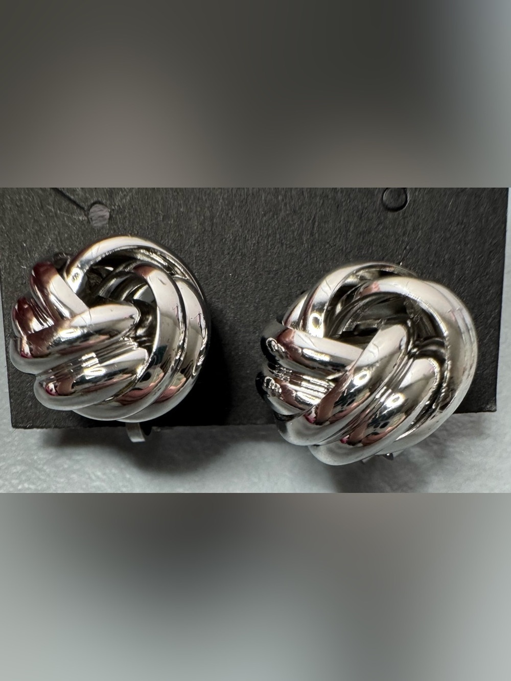 Silver Knot vintage style wreath Clip-On Earrings western classy chic studs